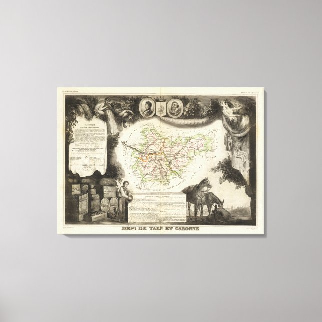 Impressão Em Tela Departamento De Tarn E Garonne (Frente)