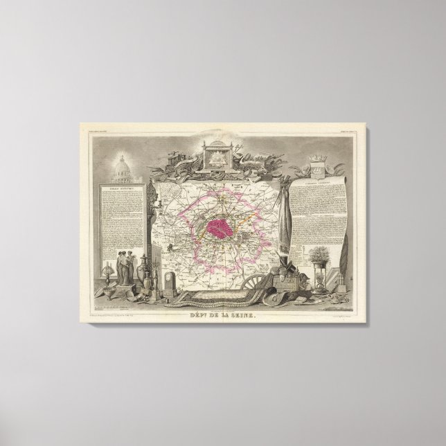 Impressão Em Tela Dept. De La Seine (Frente)