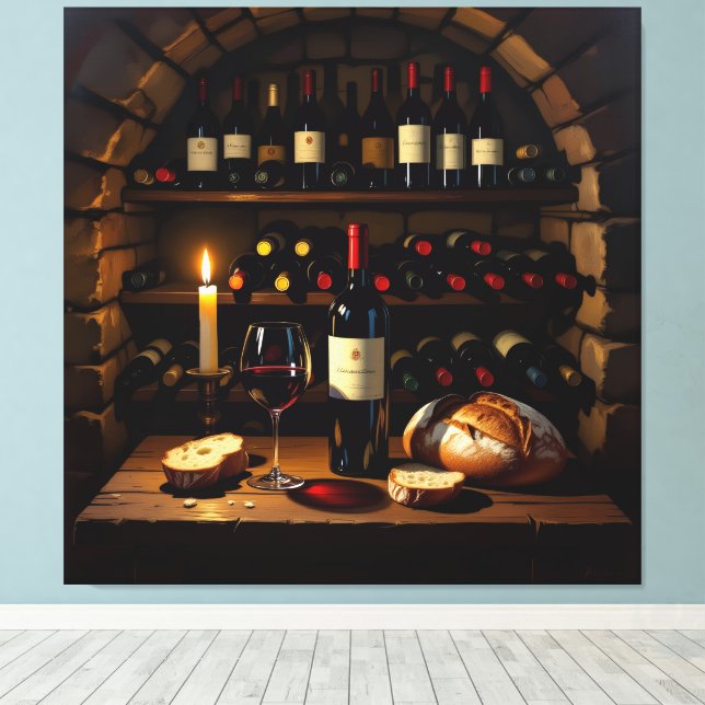 Impressão Em Tela „Der Zauber des Weins – Eleganz in jedem Tropfen“ (Insitu(piso de madeira))
