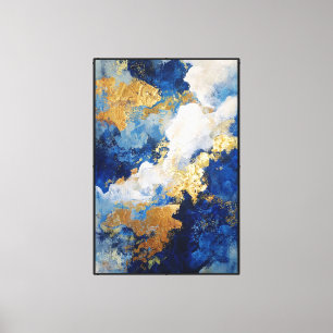 Impressão Em Tela Deriva Cristalina: Arte de Parede Abstrata Azul e