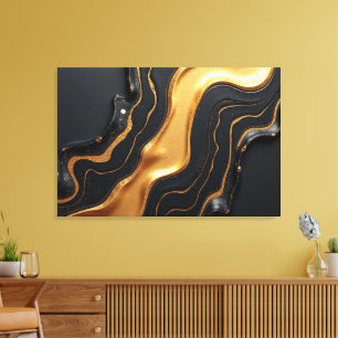 Impressão Em Tela Deriva de Ouro Fundido – Luxo 36x24 Abstrato Fluid