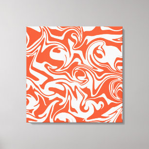 Impressão Em Tela Derramar - Laranja e Branco