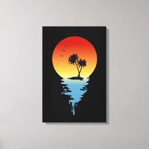 Impressão Em Tela Derrubando a Ilha Sunset com Árvores de Coco