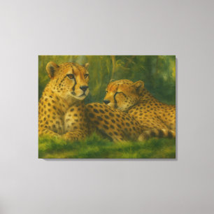 Impressão Em Tela Descanso de Cheetah Duo em Floresta