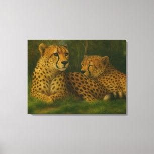Impressão Em Tela Descanso de Cheetah Duo em Floresta