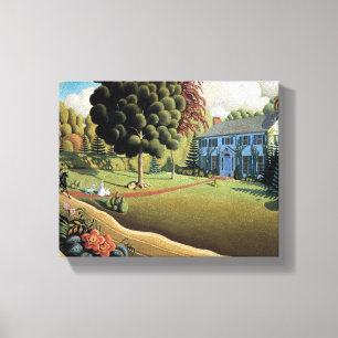Impressão Em Tela Desdecoração de Overmantle por Grant Wood