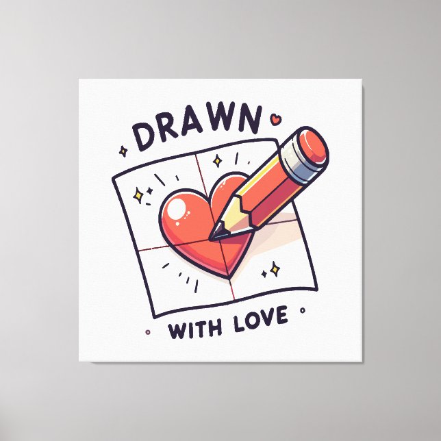 Impressão Em Tela Desenhar com amor (Frente)
