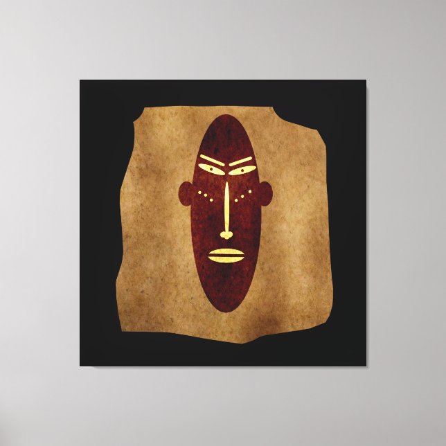 Impressão Em Tela Desenho abstrato vintage de face tribal africana a (Frente)