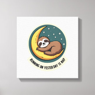 Impressão Em Tela Desenho Animal Retro Engraçado Citação de Preguiça