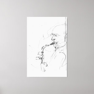 Impressão Em Tela Desenho artístico saxofonista -