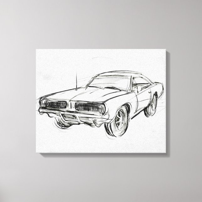 Impressão Em Tela Desenho Clássico do Carro IV (Frente)