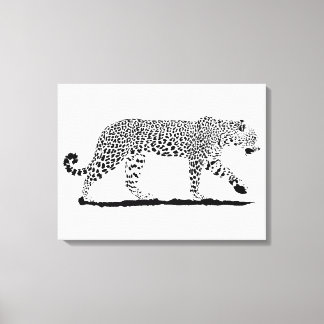 Impressão Em Tela Desenho de arte branco e preto-leopardo.