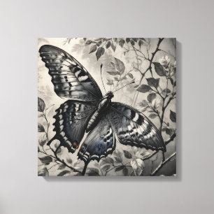 Impressão Em Tela Desenho de borboletas brancas e pretas