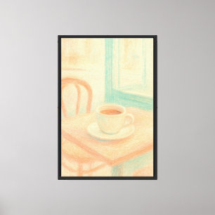 Impressão Em Tela Desenho de Café Pastel