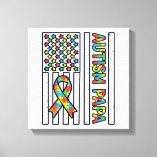 Impressão Em Tela Desenho de Camisa Autismo Papai Bandeira Fita Peça