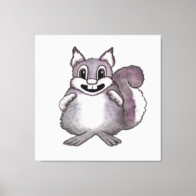 Impressão Em Tela Desenho de desenho animado de esquilo feliz (Frente)