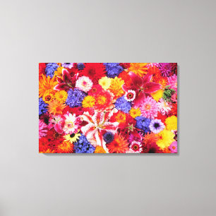Impressão Em Tela Desenho de flores de Dalhia, Lírios Orientais,
