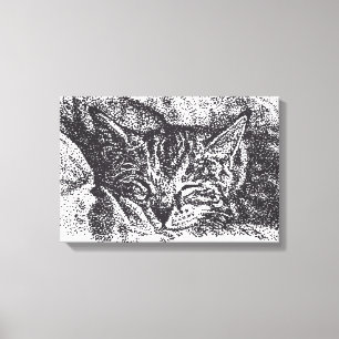 Impressão Em Tela Desenho De Gato De Dormir Bastante