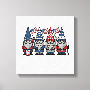 Impressão Em Tela Desenho de Gnome Patriota Enfermeiro Vetor Gravura