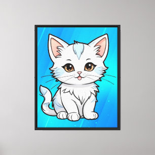 Impressão Em Tela Desenho de Linha de Desenho Animado de Gato Estili