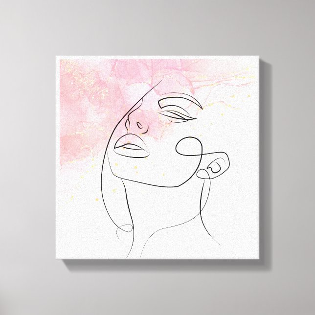 Impressão Em Tela Desenho de linha Desenho de mulher Desenho de pare (Frente)