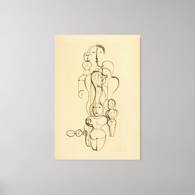 Impressão Em Tela Desenho de Linha Figurativa Abstrata Minimalista V (Frente)