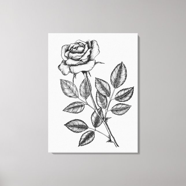 Impressão Em Tela Desenho de rosa 2 (Frente)