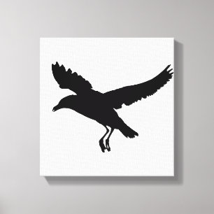 Impressão Em Tela Desenho de silhueta voadora de gaivota