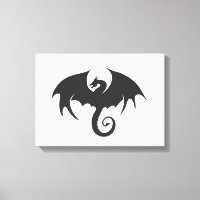 Desenho de uma silhueta de dragão preto