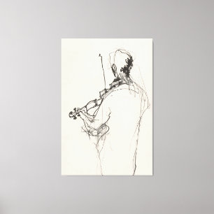 Impressão Em Tela Desenho do Elegante Vintage Violin Player - Premiu