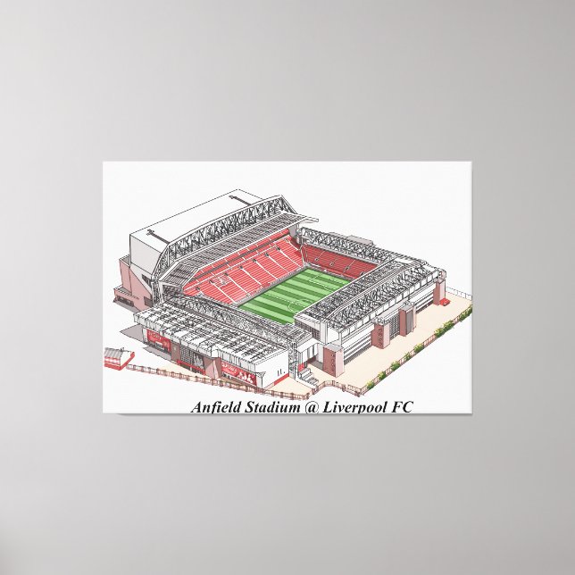 Impressão Em Tela Desenho do Estádio Anfield, home do Liverpool FC (Frente)
