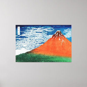 Impressão Em Tela Desenho do Fuji Vermelho Kanagawa Hokusai