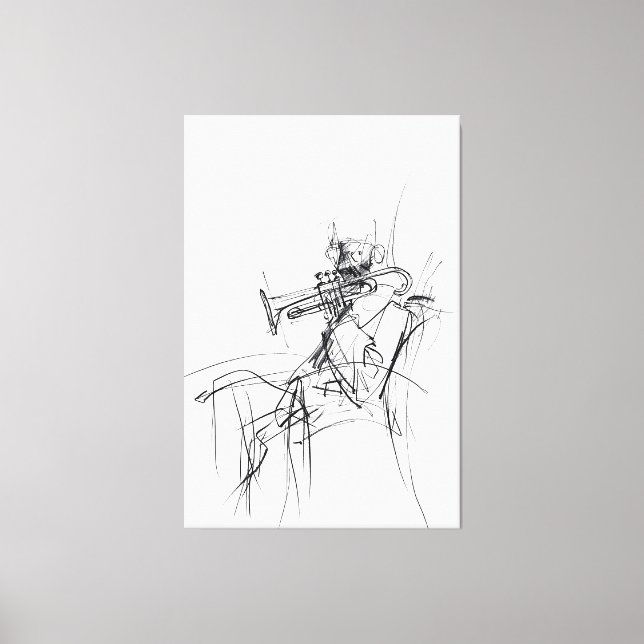 Impressão Em Tela Desenho do Jogador de Trompete abstrato - Premium (Frente)