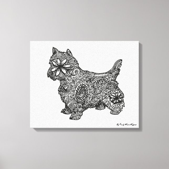 Impressão Em Tela Desenho do zentângulo branco da planície do oeste (Frente)