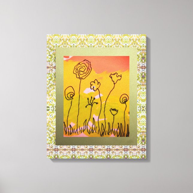 Impressão Em Tela Desenho Floral (Frente)
