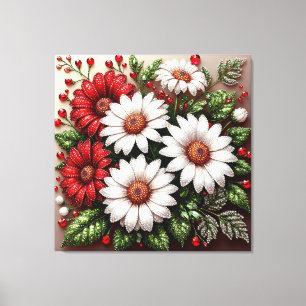 Impressão Em Tela Desenho Floral Embelezado com Joias Intrincadas