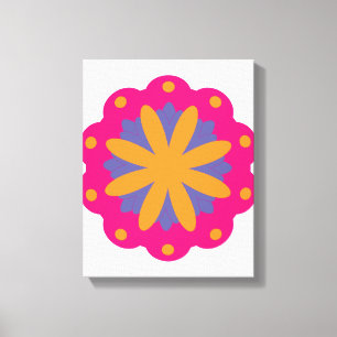Impressão Em Tela Desenho Floral Geométrico Colorido