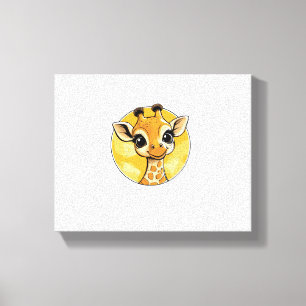Impressão Em Tela Desenho Fofo de Girafa em Estilo Cartoon  