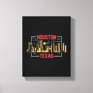 Impressão Em Tela Desenho Gráfico Urbano Retro da Silhueta de Housto
