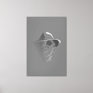 Impressão Em Tela Desenho Monocromático da Face Grande Preta&Branca