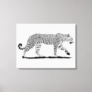 Impressão Em Tela Desenho preto e branco das belas artes do leopardo