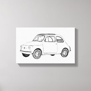 Impressão Em Tela Desenho preto e branco de Fiat 500 Topolino