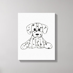 Impressão Em Tela Desenho simples de um cão dalmata de pelúcia em pr