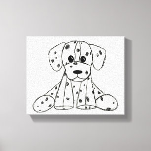 Impressão Em Tela Desenho simples de um cão dalmata de pelúcia em pr