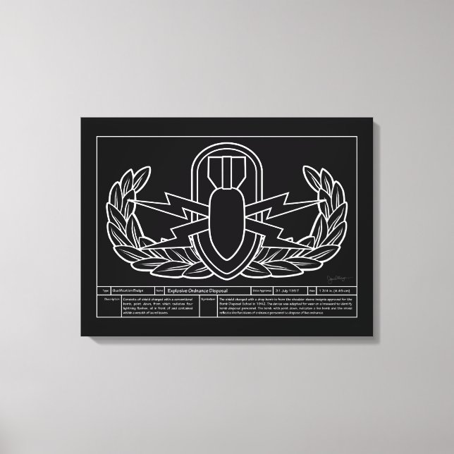 Impressão Em Tela Desenho técnico EOD branco (Frente)