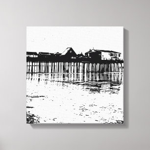 Impressão Em Tela Desenho velho preto e branco da praia do pomar