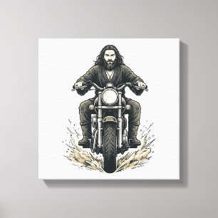Impressão Em Tela Desenho Vetorial de Motociclista com Gravação Anti