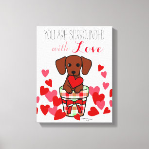 Impressão Em Tela Desenhos animados dos namorados do Dachshund