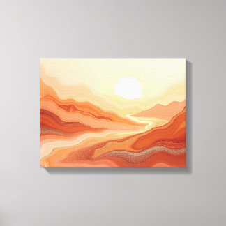 Impressão Em Tela Desert Mirage – Warm Earth Fluid 16"x12" Abstract 
