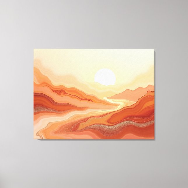 Impressão Em Tela Desert Mirage – Warm Earth Fluid 40"x32" Abstract  (Frente)